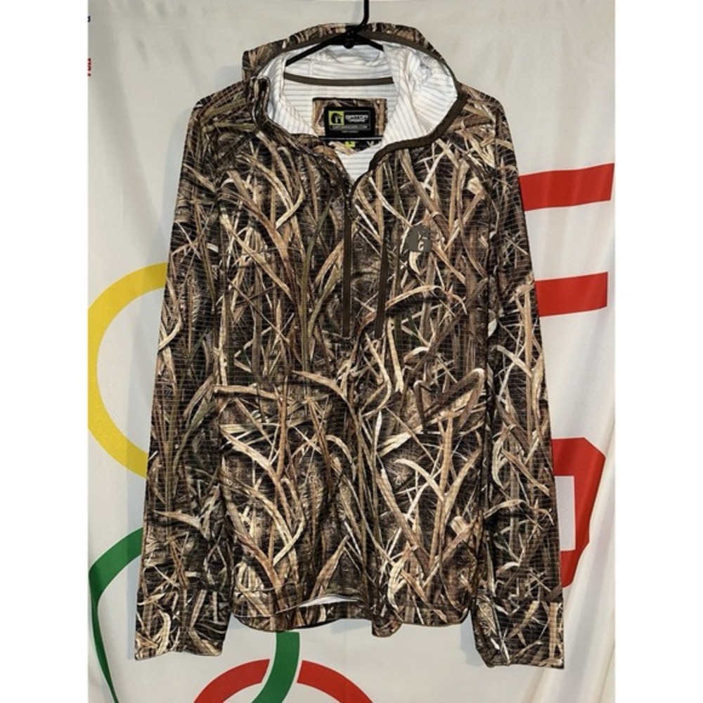 NEW Gator Waders‎ Waypoint Grid 1/2 Zip Hoodie Large Mossy Oak Camo Hunting